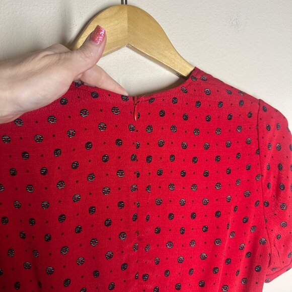 Jigsaw African Spot Tea Midi Dress Red Womens Size 2 UK 6 Office Boho Work Red - Picture 6 of 9